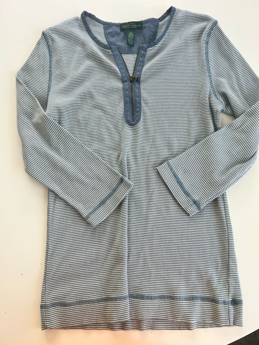 Striped Half-Zip Pullover shirt in Blue and White